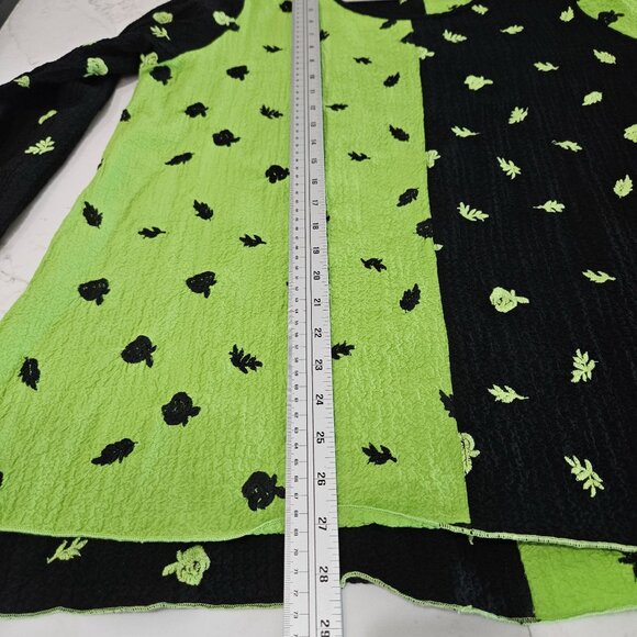 Ali Miles Tunic Top Large Green Floral Embroidered Long Sleeve Colorblock - Picture 11 of 11
